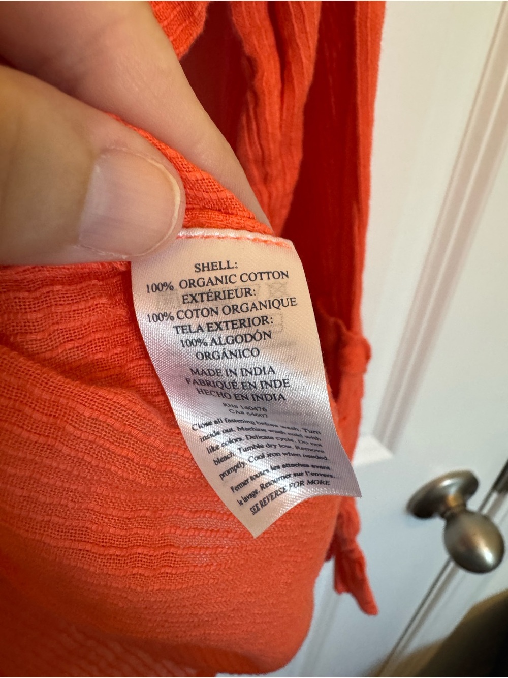 Faherty Orange Ruffled Collar Button-Down Blouse - Picture 3 of 4